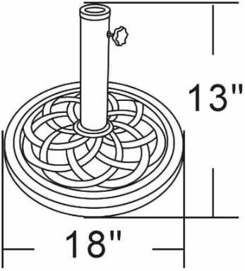 UBP18181-BR 18-Inch Cast Stone Umbrella Base, Made from Rust Composite Materials, Bronze Powder Coated Finish