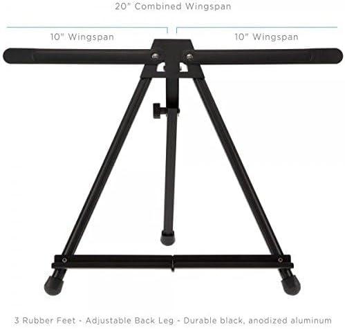 SoHo Urban Artist Black Aluminum Tabletop Easel Stand, Portable Easel for Display, Painting Canvas and More