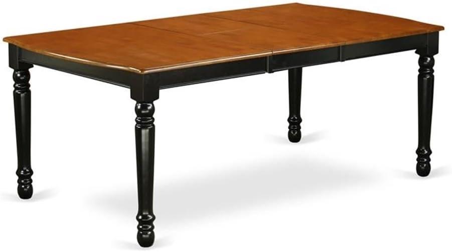 East West Furniture Dover Wood Butterfly Leaf Dining Table in Black/Cherry