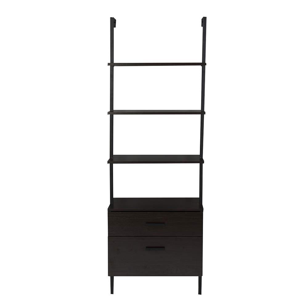 73" Wood Ladder Bookshelf with Storage - Nathan James