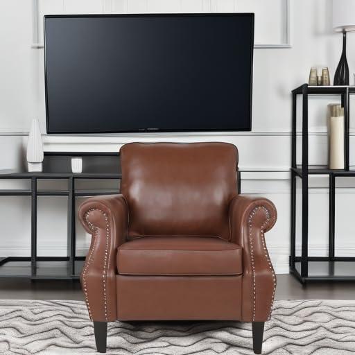 Christopher Knight Home Dowd Faux Leather Club Chair with Nailhead Trim Cognac Brown