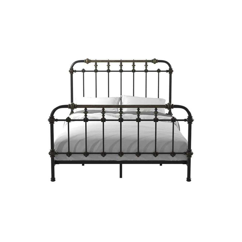 Bowery Hill King Size Spindle Bed in Metal in Black - Easy Assembly