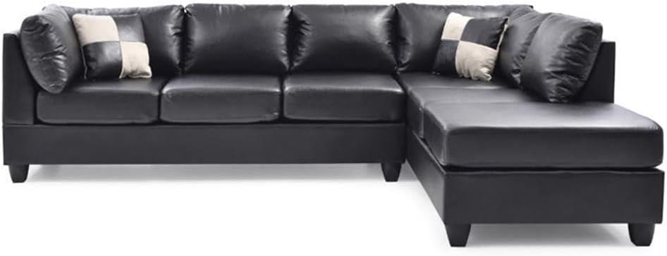 Glory Furniture Malone Faux Leather Sectional in Black