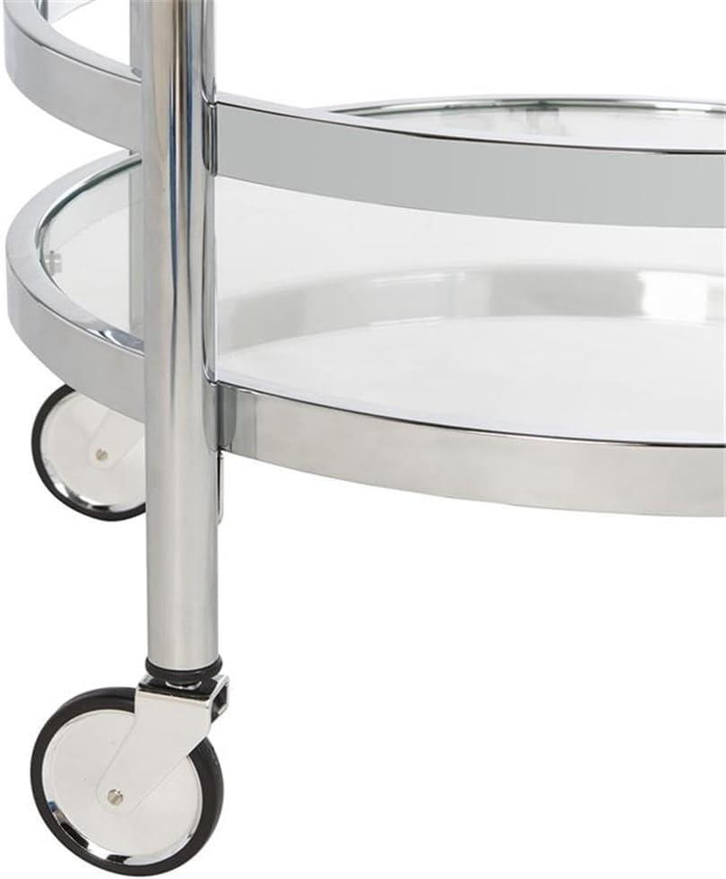 Sienna 2 Tier Round Bar Cart - BCT8001C - Chrome/Glass - Safavieh