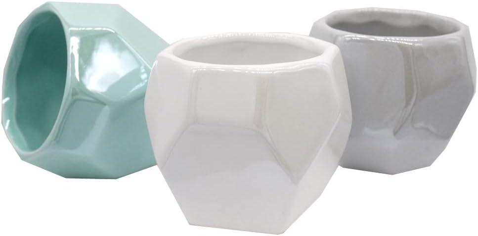 Set of 3 Geometric Ceramic Indoor/Outdoor Planters