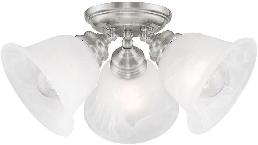 Essex Alabaster Glass 3-Light Indoor Flush Mount in Brushed Nickel