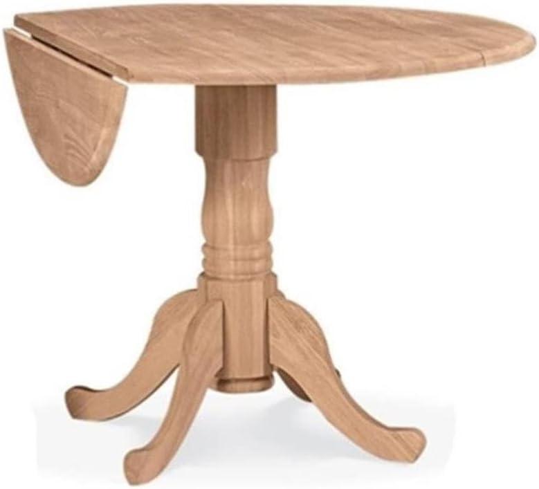 42" Mason Round Dual Dining Table Unfinished - International Concepts: Parawood, Drop Leaves