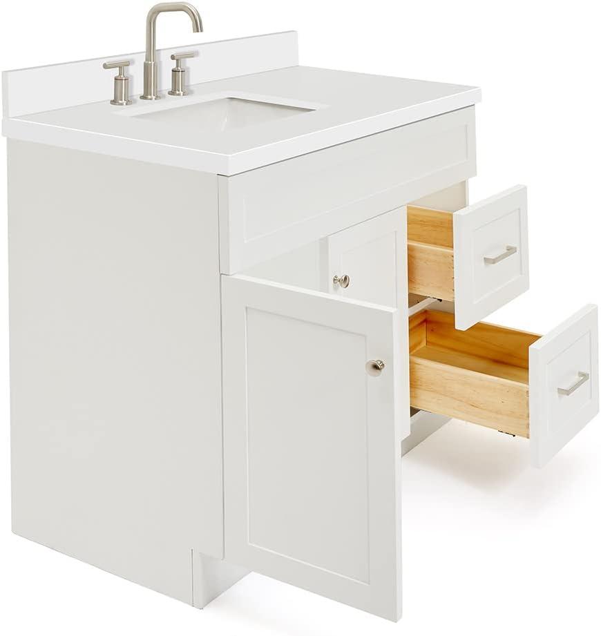 37'' Single Bathroom Vanity with White Quartz Top