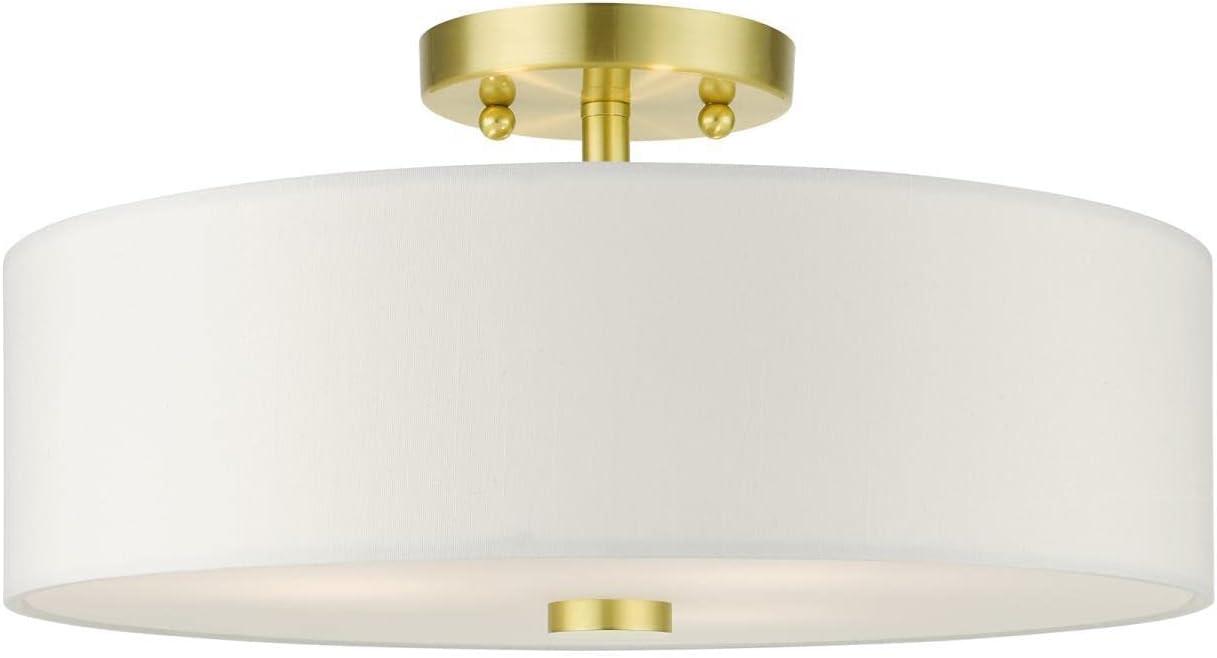 Livex Lighting Meridian 3 - Light Semi-Flush Mount in  Satin Brass