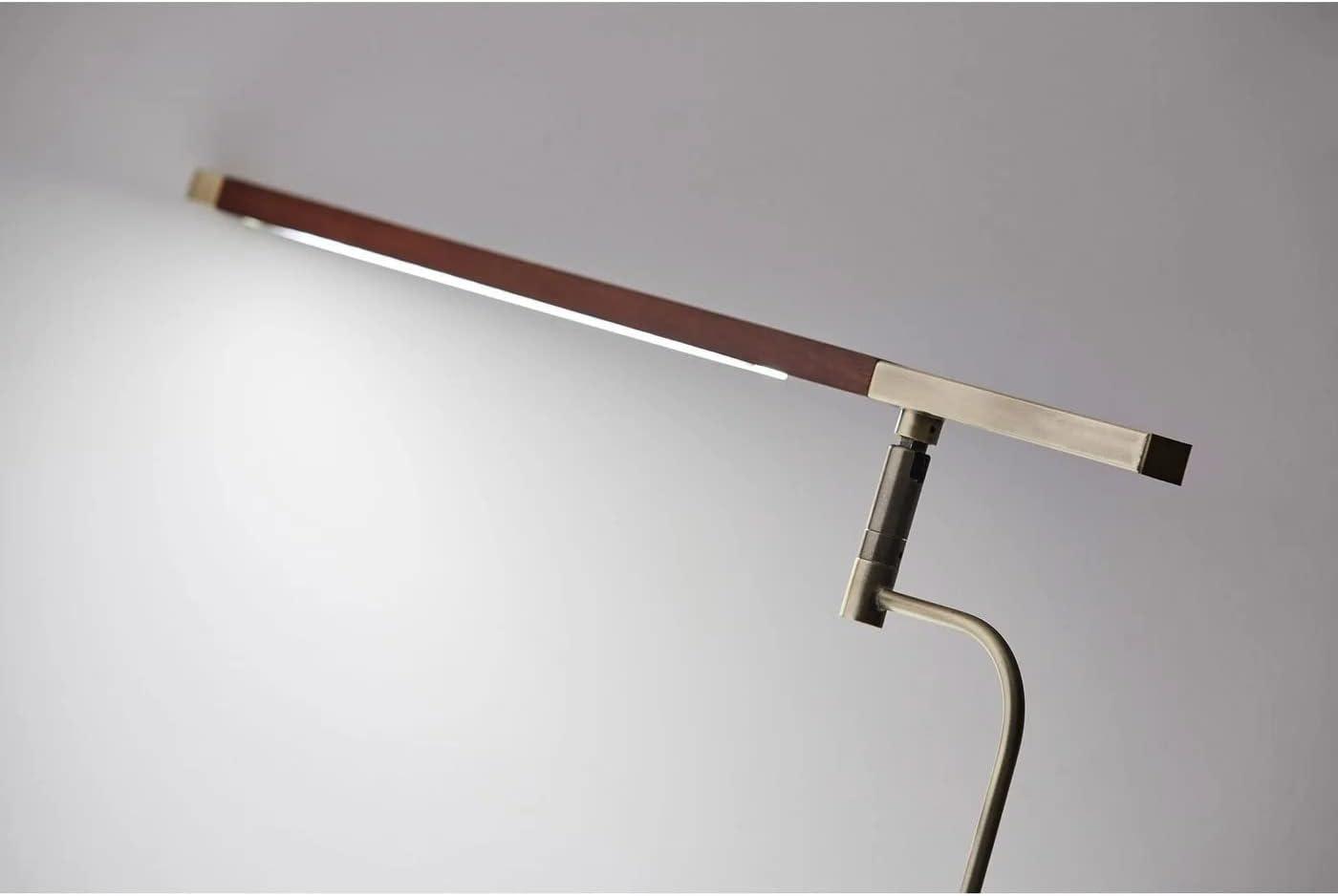 50.5" x 62.5" 3-way Barrett Floor Lamp: LED, Walnut Wood, Touch Sensor - Adesso