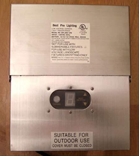 Best Pro Lighting 600W Multi Tap 12V - 15V Stainless Steel Low Voltage Landscape Light Transformer BPL600W-12VSS