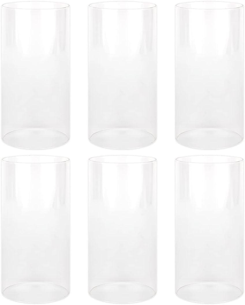 Koyal Wholesale 4" x 8" Glass Hurricane Candle Holder Shades - Chimney Glass Tube Covers for Taper & Pillar Candles, 6pk