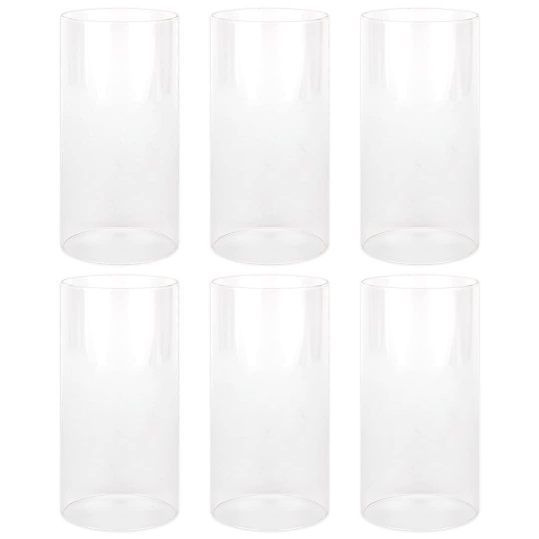 Koyal Wholesale 4" x 8" Glass Hurricane Candle Holder Shades - Chimney Glass Tube Covers for Taper & Pillar Candles, 6pk