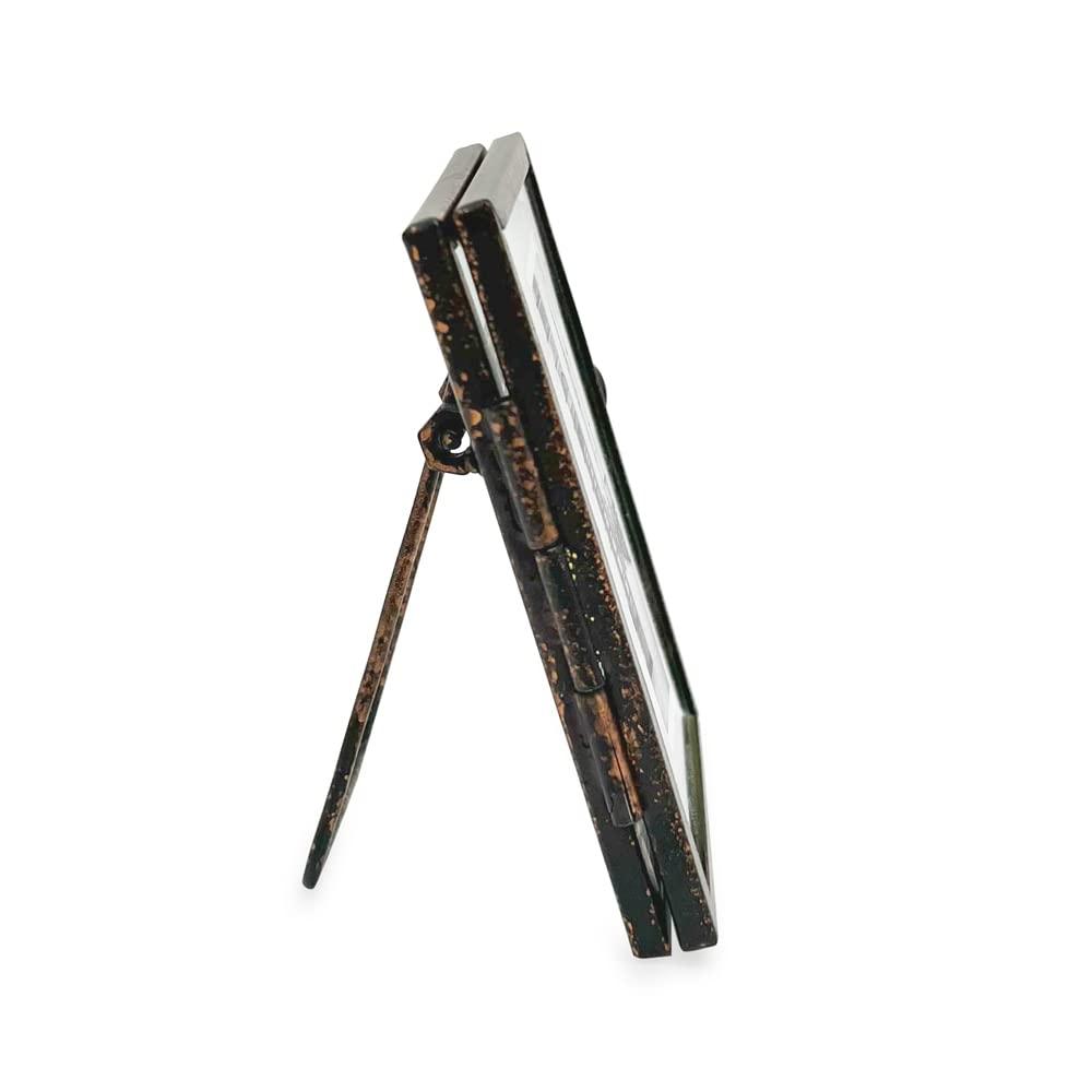 Isaac Jacobs 2x3, Antique Bronze, Vintage Style Brass and Glass, Metal Floating Picture Frame Vertical with Locket Closure, for Photos, Art, More, Tabletop Display 2x3 Antique Bronze