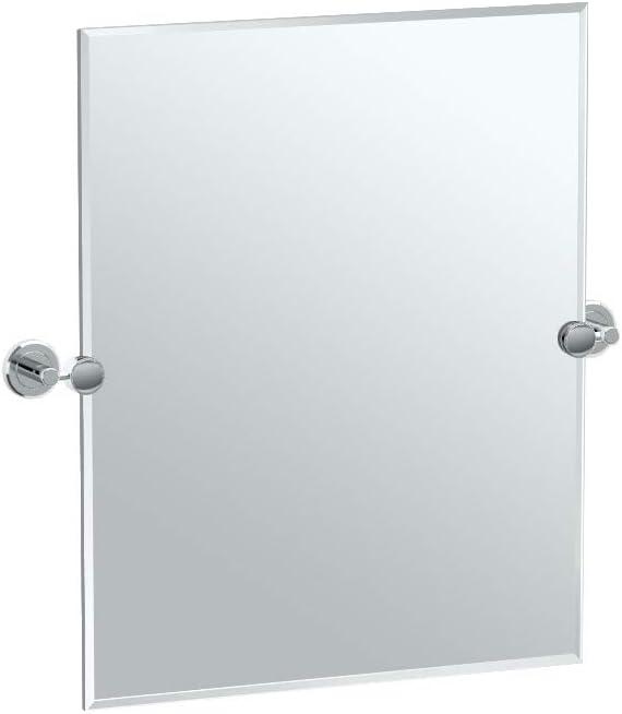 Latitude II Wall Mounted Frameless Beveled Rectangle Mirror | Pivoting Bathroom Vanity Wall Mirror
