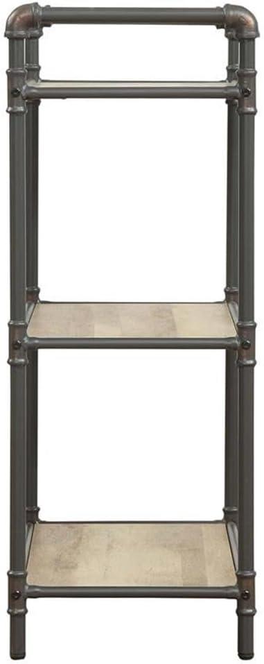 36" Itzel 3 Shelves Bookcase Antique Oak/Sandy Gray - Acme Furniture: Metal Frame, Open Back Design, Assembly Required