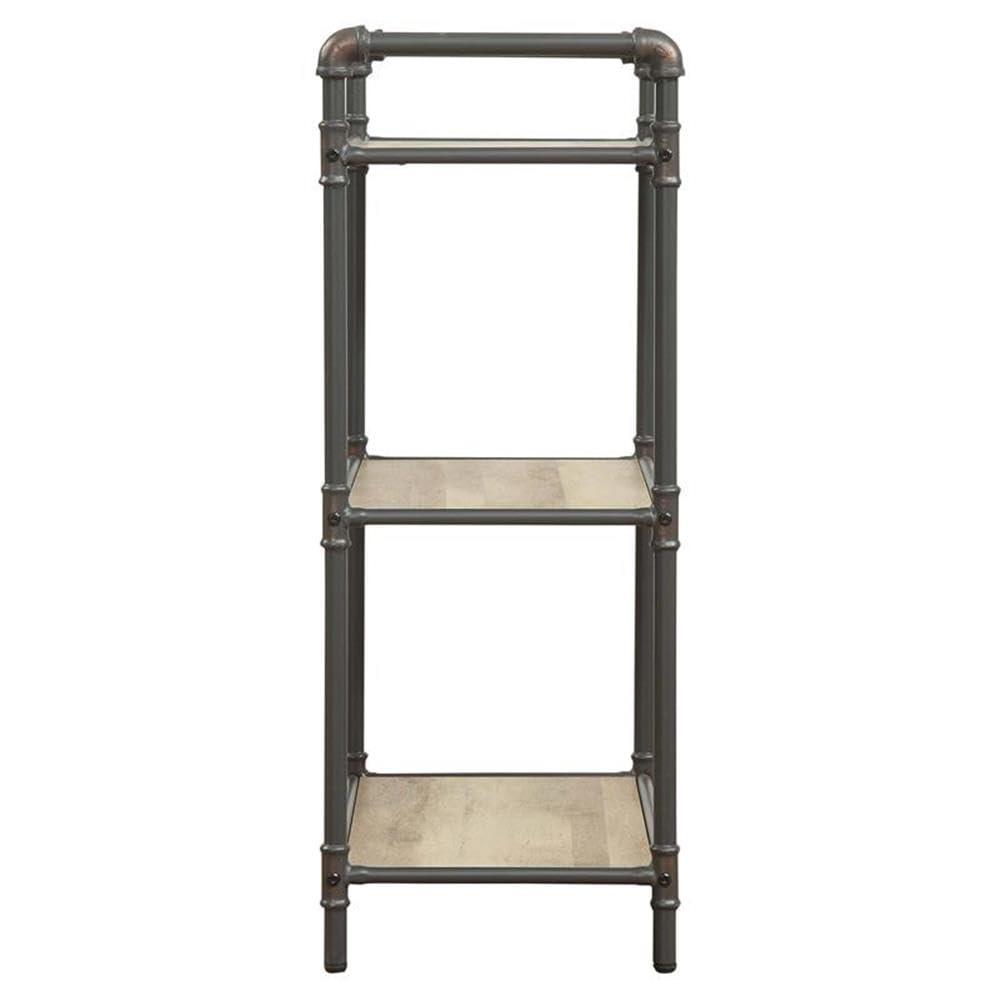 36" Itzel 3 Shelves Bookcase Antique Oak/Sandy Gray - Acme Furniture: Metal Frame, Open Back Design, Assembly Required