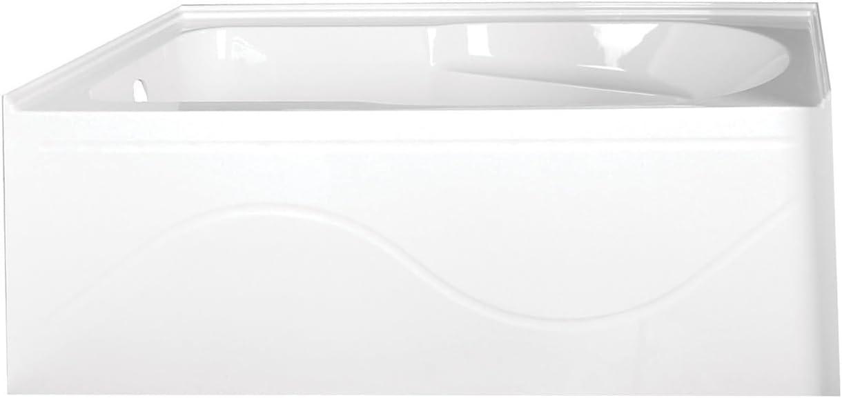 Kingston Brass Aqua Eden 60-Inch Acrylic Rectangular 3-Wall Alcove Tub with Anti Skid and Drain Hole
