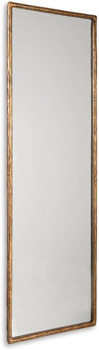 Signature Design by Ashley Contemporary Ryandale Floor Mirror  Antique Brass Finish