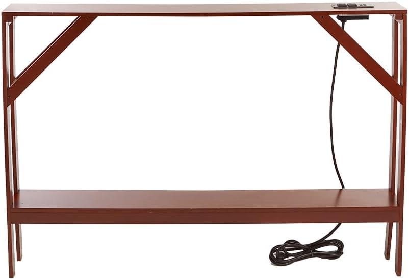The Lakeside Collection Skinny Sofa Table with Outlet - Walnut