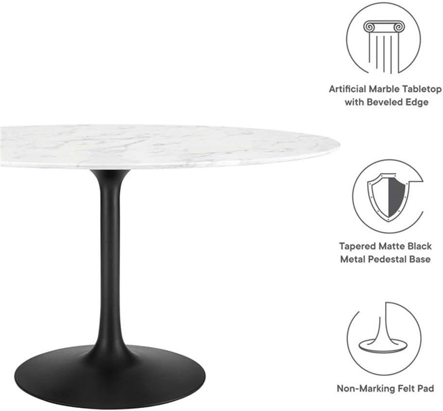 Modway Lippa Oval Artificial Marble Dining Table