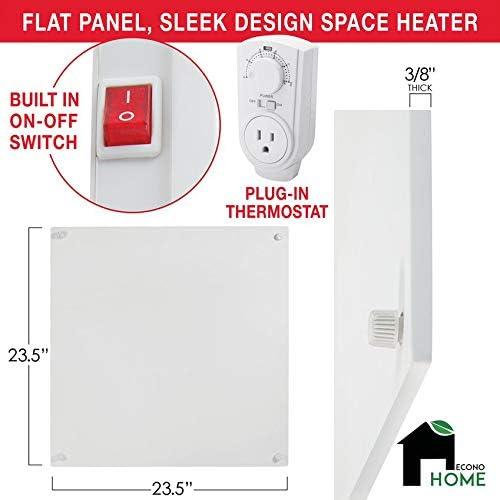 Wall Mount Space Heater Panel- 400 Watt Convector Heater, 120V Electric Heat Reflector | Ideal for 200 Sq Ft Room