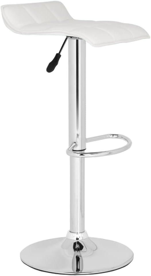 Lamita White Adjustable Swivel Bar Stool with Chrome Base