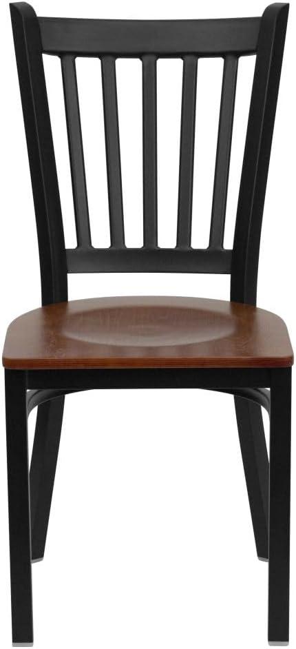 Cherry Wood and Black Metal Mid-Back Bar Chair, Set of 2