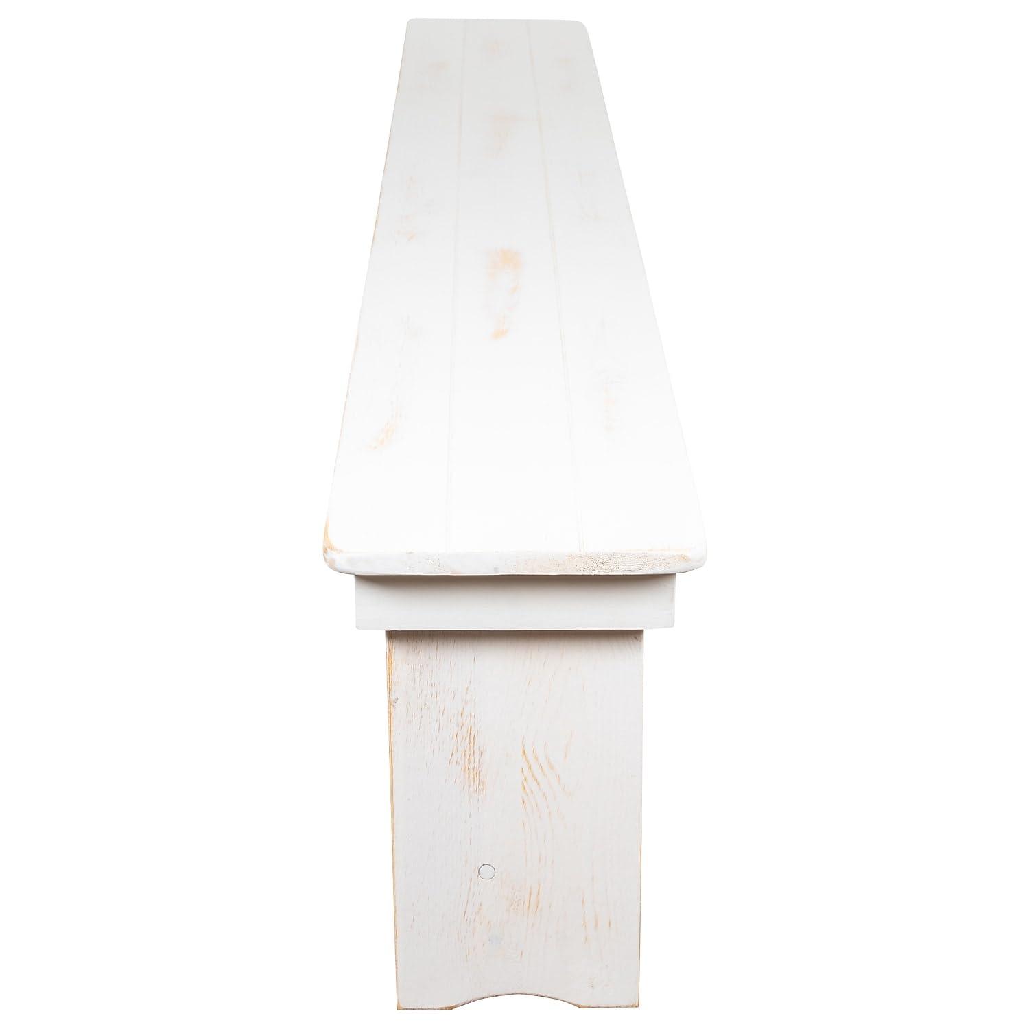Flash Furniture HERCULES Series 40" x 12" Antique Rustic White Solid Pine Folding Farm Bench