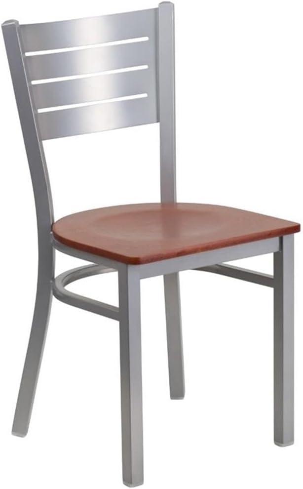 Flash Furniture Silver Slat Back Metal Restaurant Chair