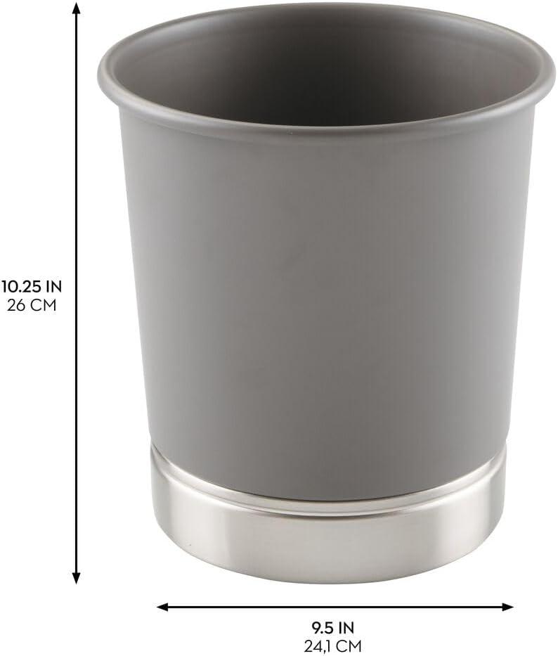 Matte Gray and Brushed Steel Small Waste Can