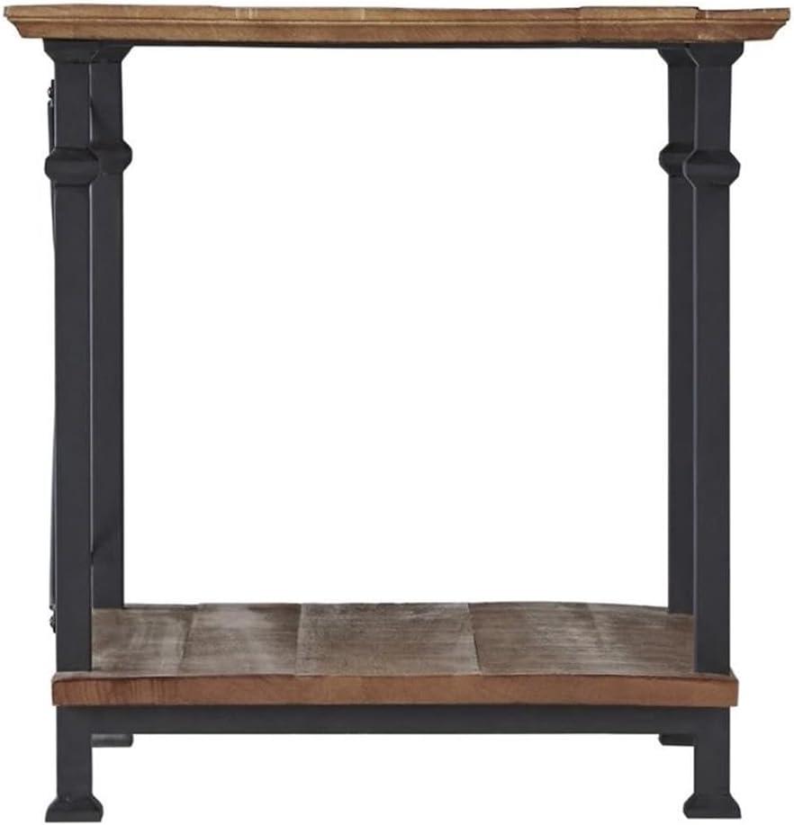 Homelegance Rustic Modern Wood Metal Living Room Corner Side End Table, Black