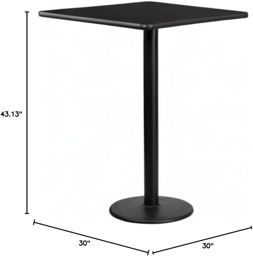 Flash Furniture 30'' Square Laminate Table Top with 18'' Round Bar Height Table Base