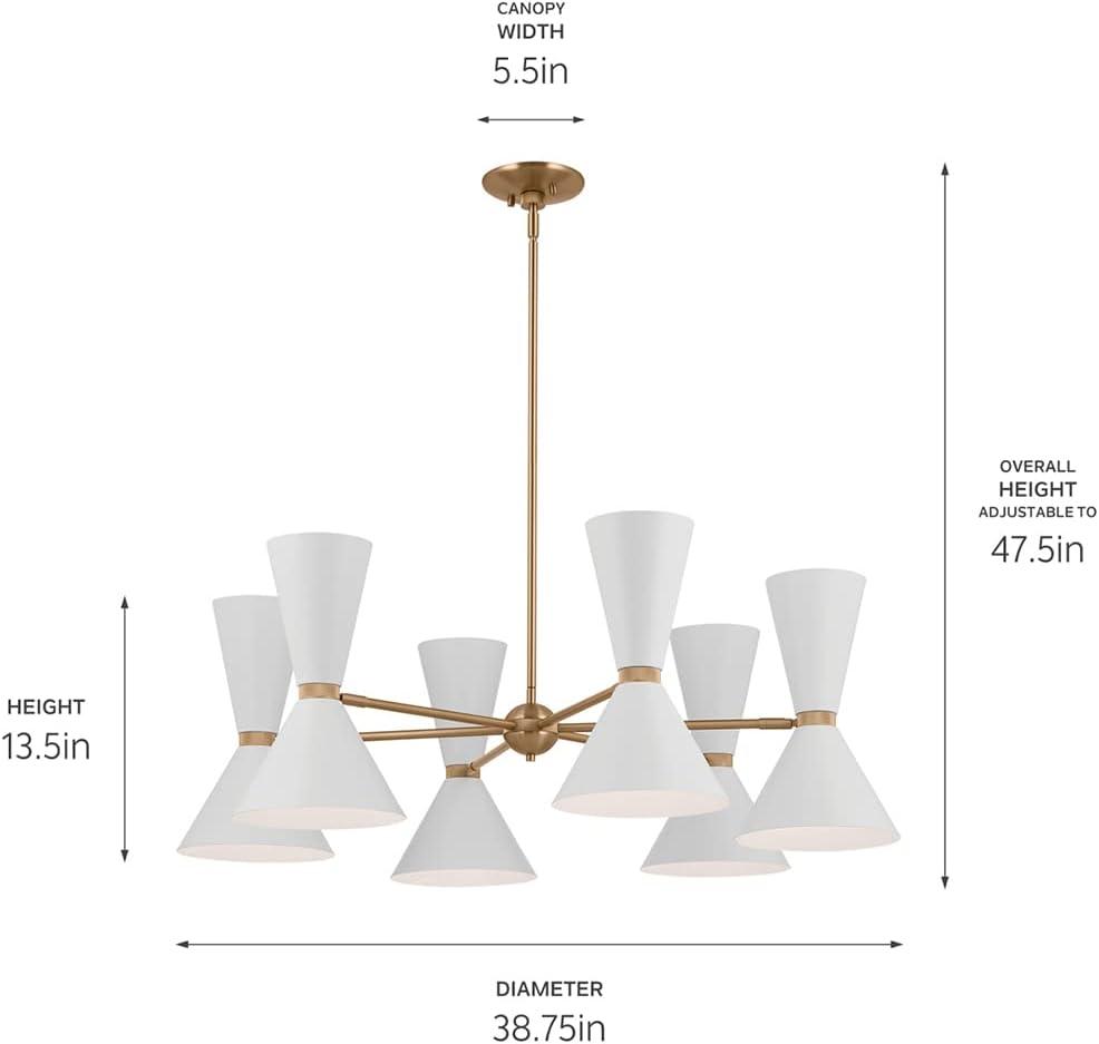 Champagne Bronze and White 12-Light Modern Chandelier