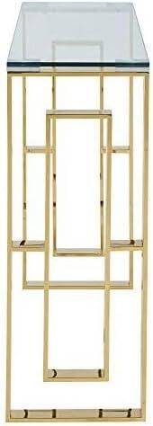 Contemporary Stainless Steel and Glass ConsoleDesk Gold