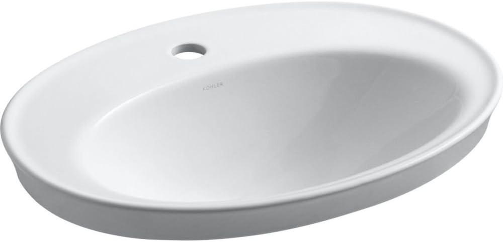 Serif® Ceramic Oval Drop-In Bathroom Sink with Overflow