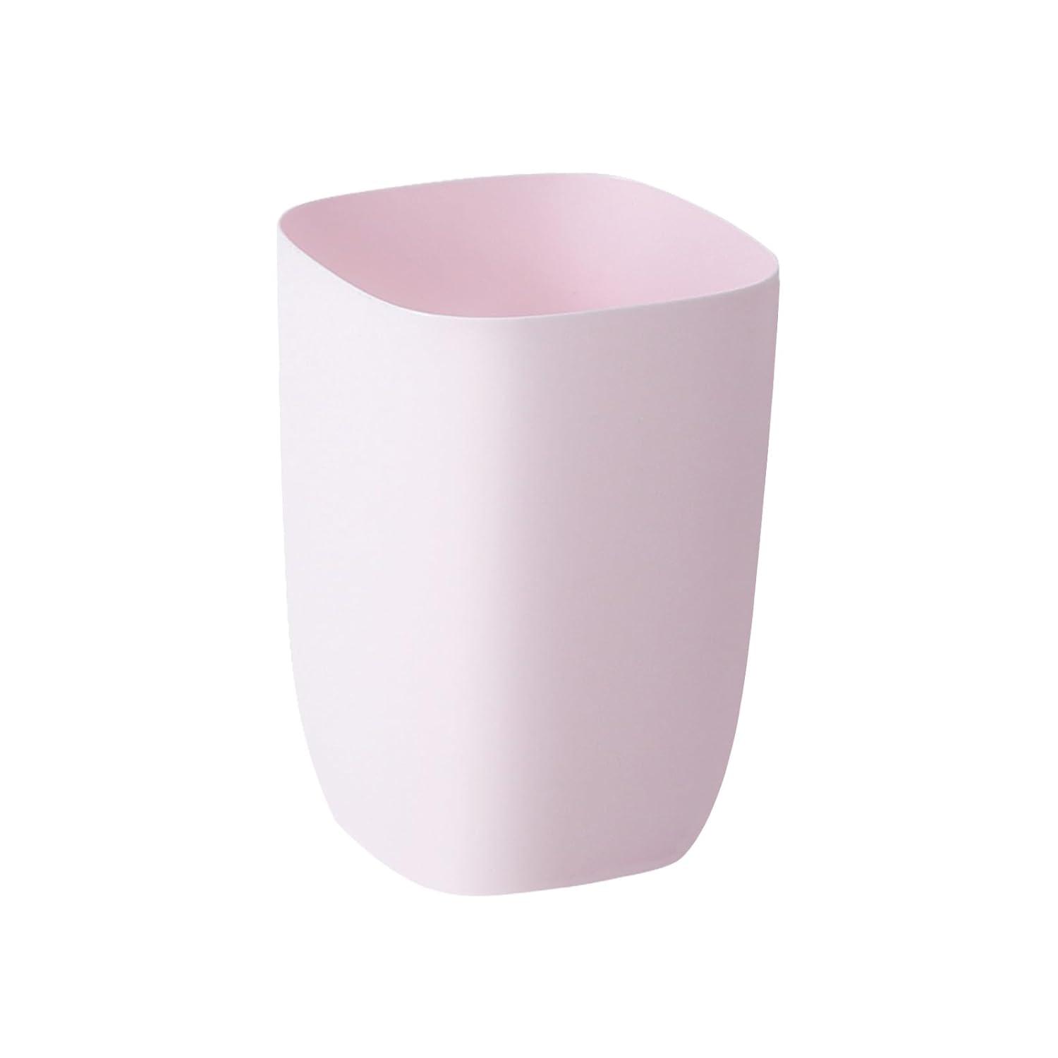 Pink Rectangular Matte Plastic Trash Can with Lid