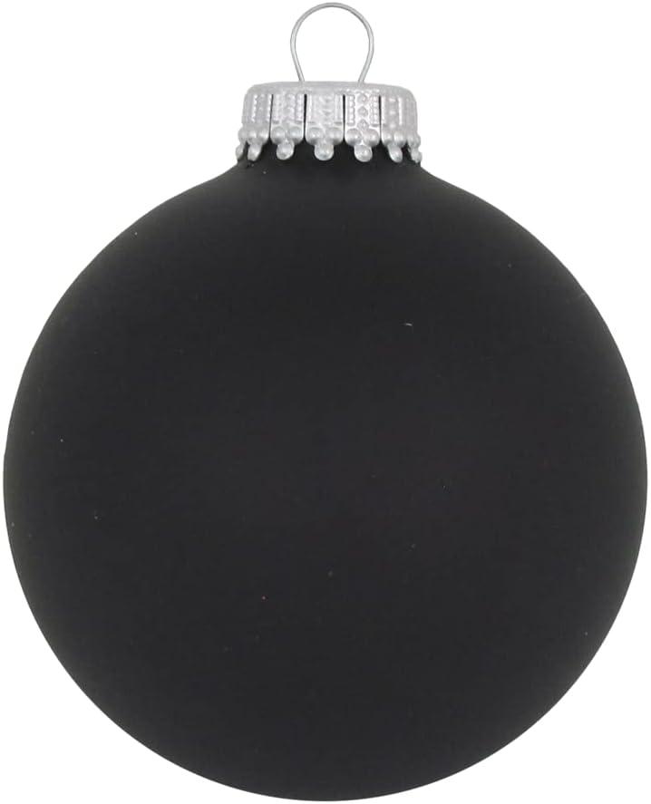 Glass Christmas Tree Ornaments - 67mm / 2.63" [8 Pieces] Designer Balls from Christmas By Krebs Seamless Hanging Holiday Decor (Velvet Ebony Black)