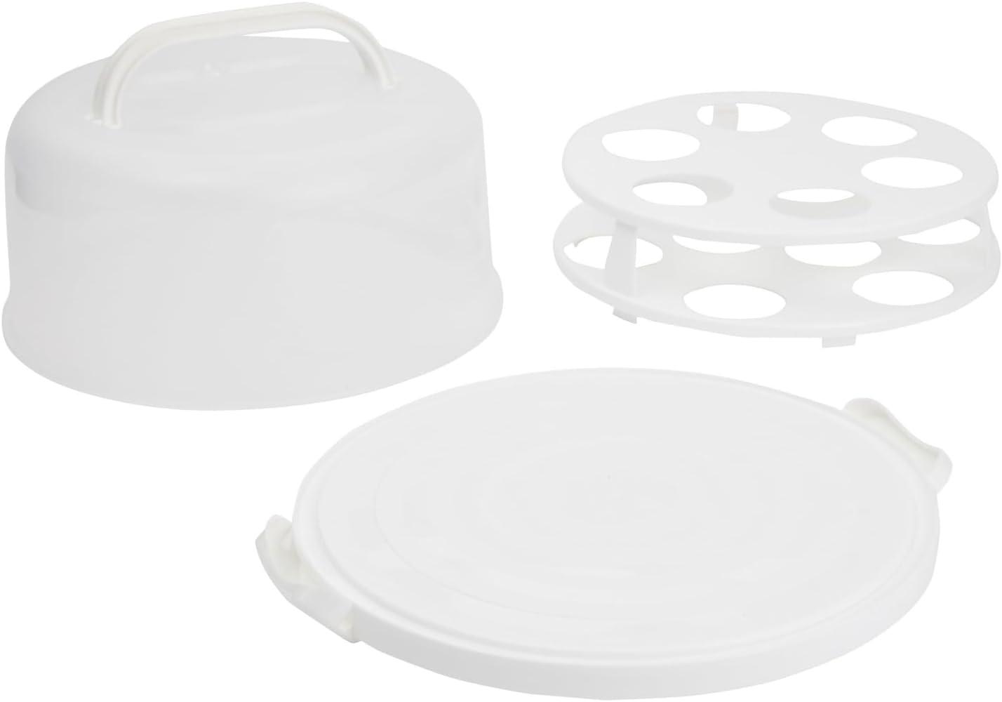 Juvale 2-In-1 Round Cake Carrier with Lid for 10-Inch Pies, 14 Cupcakes (12 x 5.9 In)