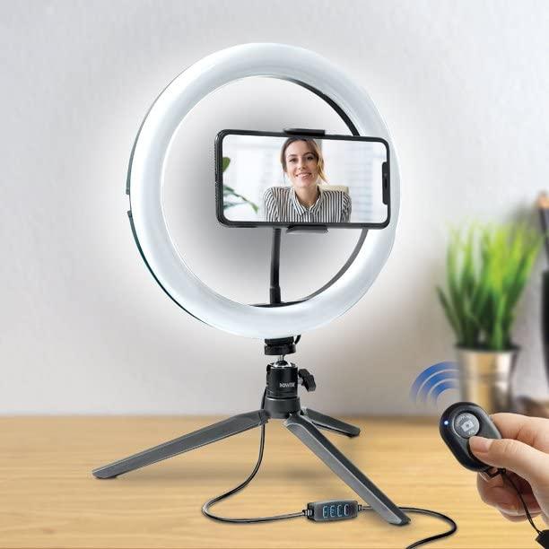 Bower® 10-In. LED Phone Ring Light Tabletop Stand for Smartphones, Black