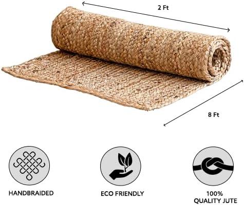 Natural Braided Jute 2x8 Feet Handmade Runner Rug