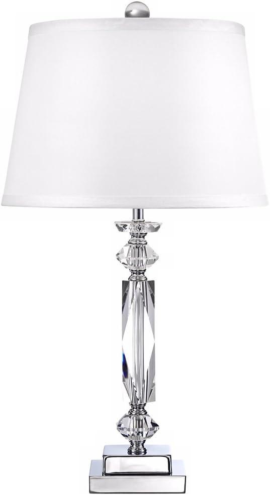 Vienna Full Spectrum Modern Luxury Accent Table Lamp 23" High Clear Crystal Column White Tapered Drum Shade for Living Room Bedroom Bedside Office