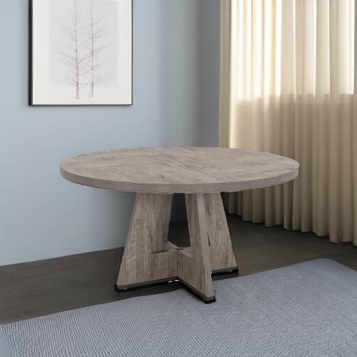 Tribesigns Round Dining Table for 4, Grey Kitchen Table 47 Inch Farmhouse Wood Kitchen Dinning Table for Kitchen Living Room