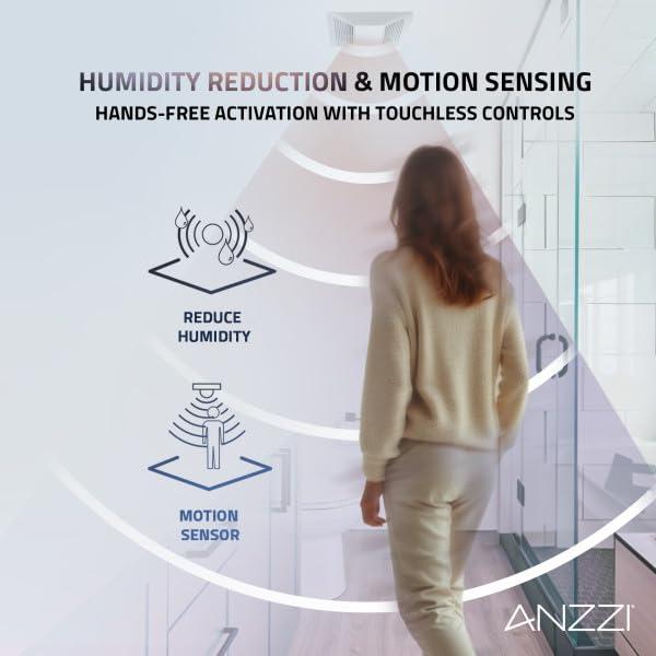 ANZZI 110 CFM 1.3 Sones Super Quiet Square Grill Ceiling Mount Sturdy 26 Watt Bathroom Exhaust Fan With Built-In LED Light Energy Star Rated