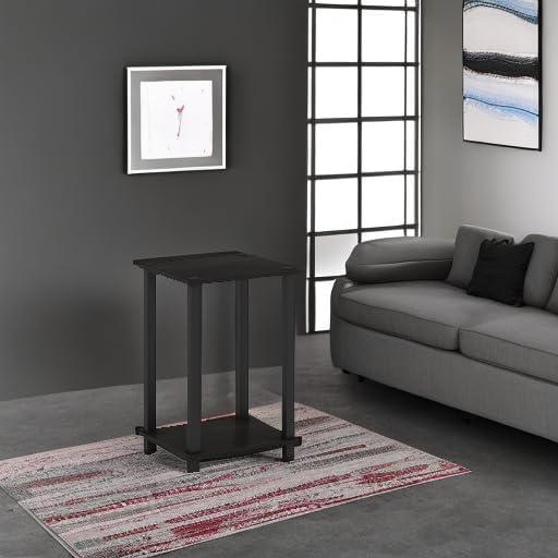 Furinno Simplistic End Table, Small, Set of 2, Espresso/Black