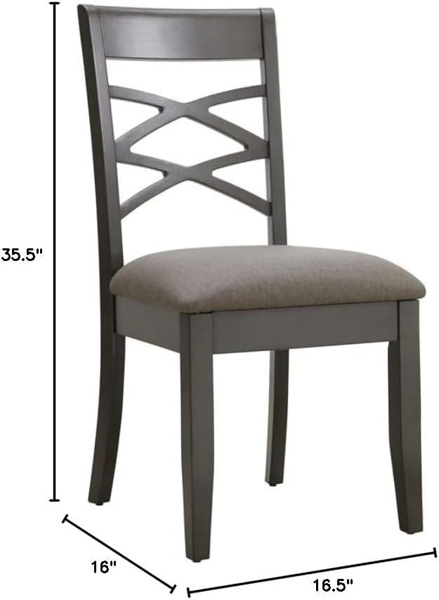 Leick Home 10184-GSMH Wood Double Cross Back Dining Chair, Set of 2, Graystone with Moss Heather Seat