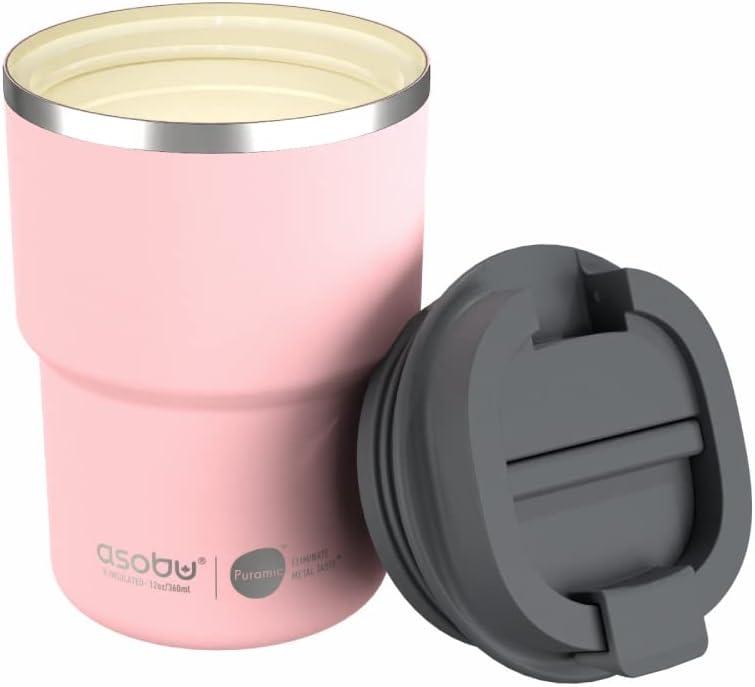 Asobu Ultimate Stainless Steel Ceramic Inner Coating Coffee Mug with Double Walled Copper Lining Insulation, 12 Ounces - (Pink)
