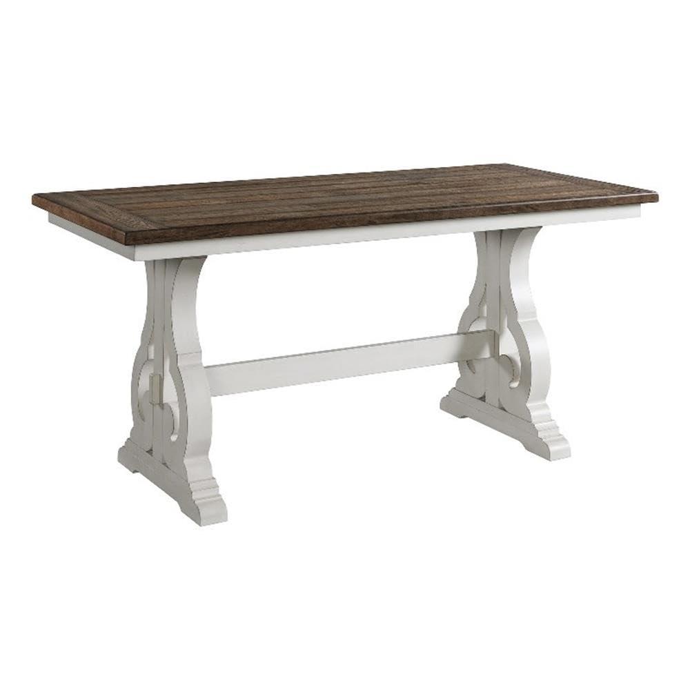 Intercon Table, 36x76 Counter Height in Rustic White & French Oak