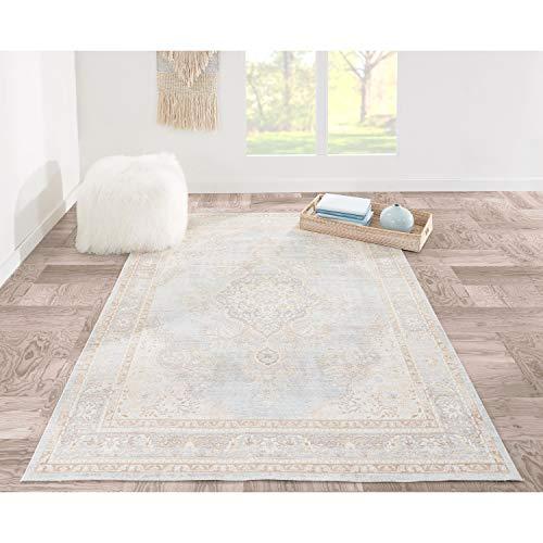 Periwinkle Serenity 4' x 6' Synthetic Stain-Resistant Rug