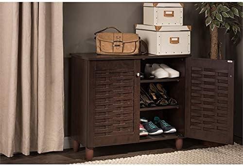 Wholesale Interiors Winda Modern and Contemporary 2-Door Dark Brown Wooden Entryway Shoes Storage Cabinet -
